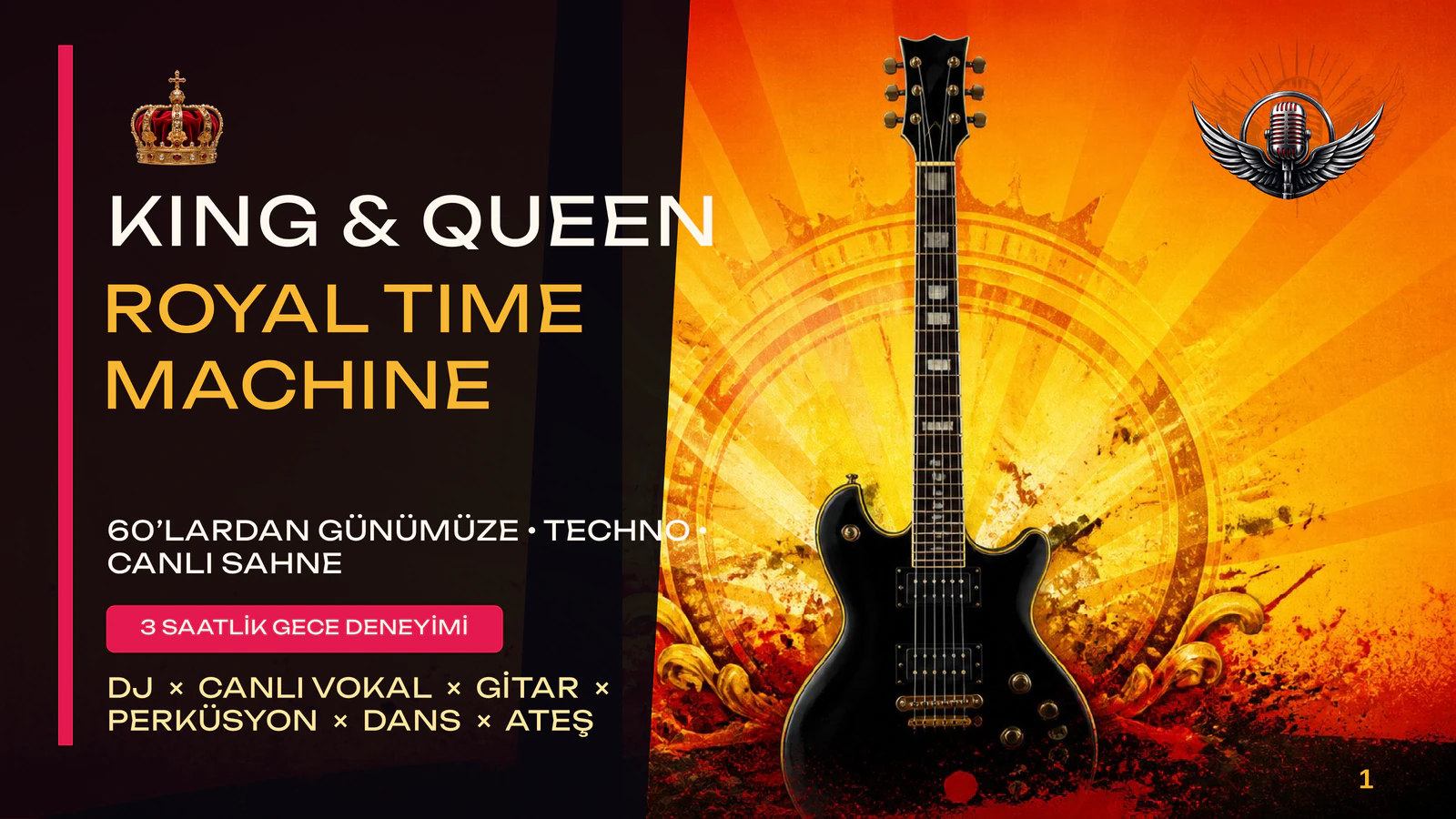 King & Queen Royal Time Machine özgün gitar afişi ve program amblemi